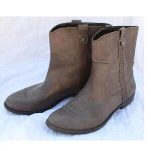 Ankle Boots Cowboy Rustic Hip Bootie Women GRAY Leather Pull-On Size US 8M
